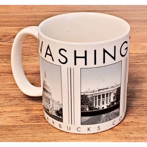 STARBUCKS "BARISTA" 2005 WASHINGTON D.C. MUG 18 oz. CUP CITY SCENES, Black/White - Picture 1 of 3